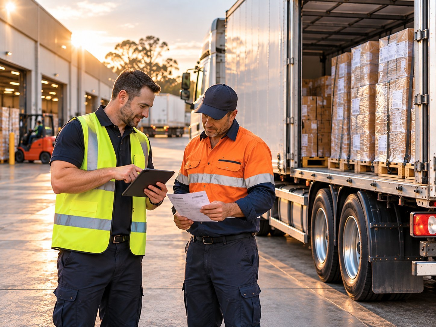Dispatcher confirming a delivery deadline with a driver before departure