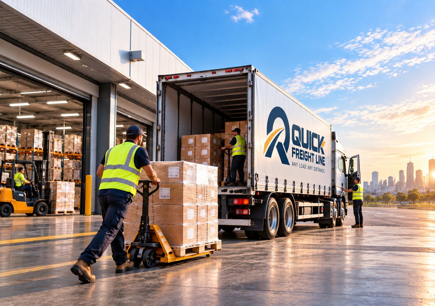 Urgent consignment being dispatched at a freight depot