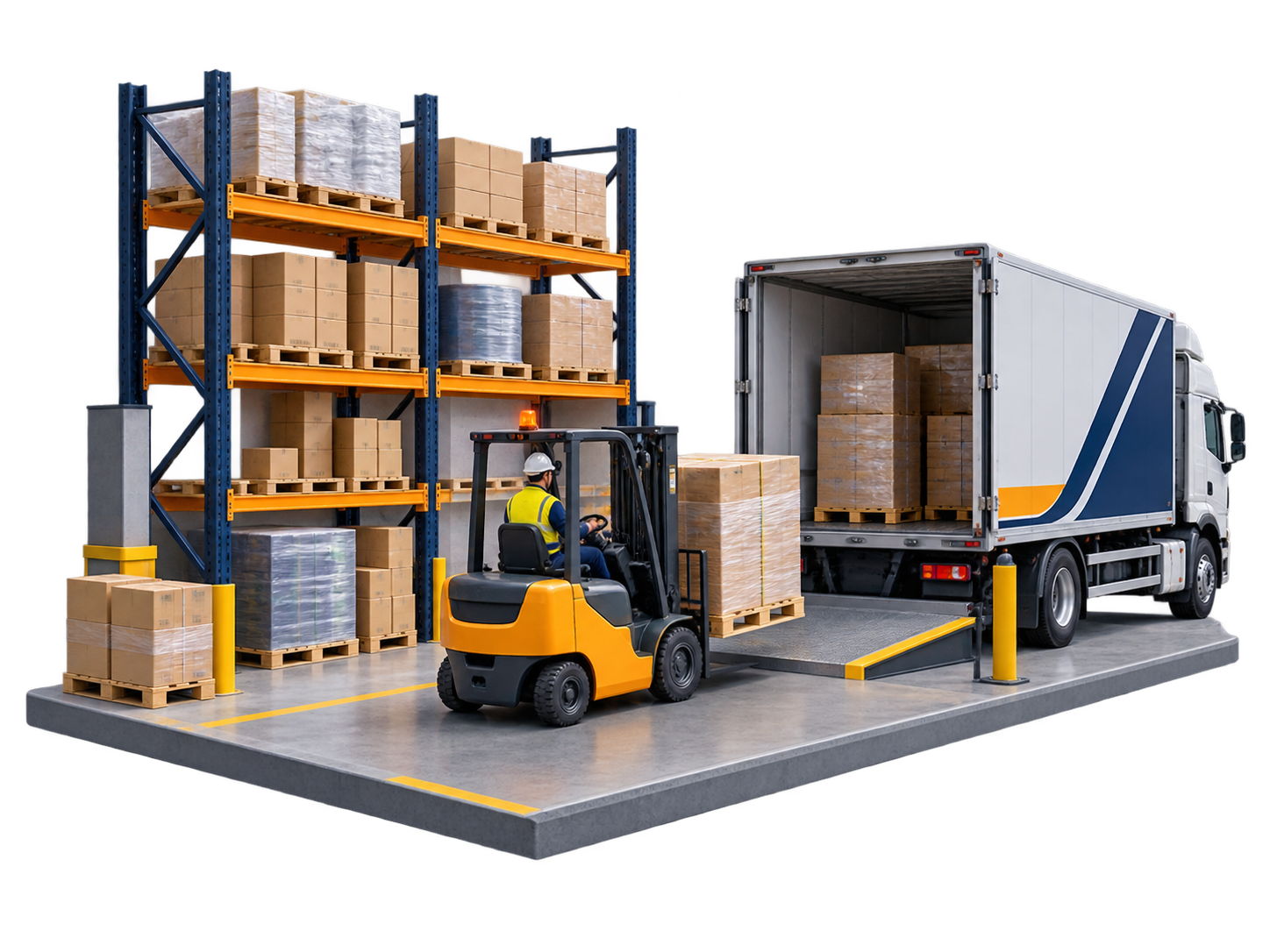 Warehouse distribution combining storage with outbound delivery